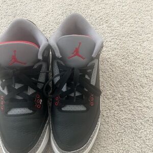 Jordan Men's Black and White Sneakers with Red Accents